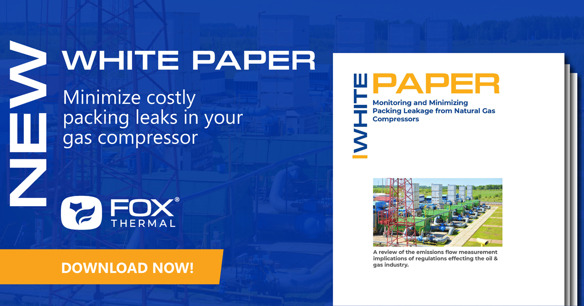Fox Thermal Flow Meters for Gas Compressor Packing Leak Applications