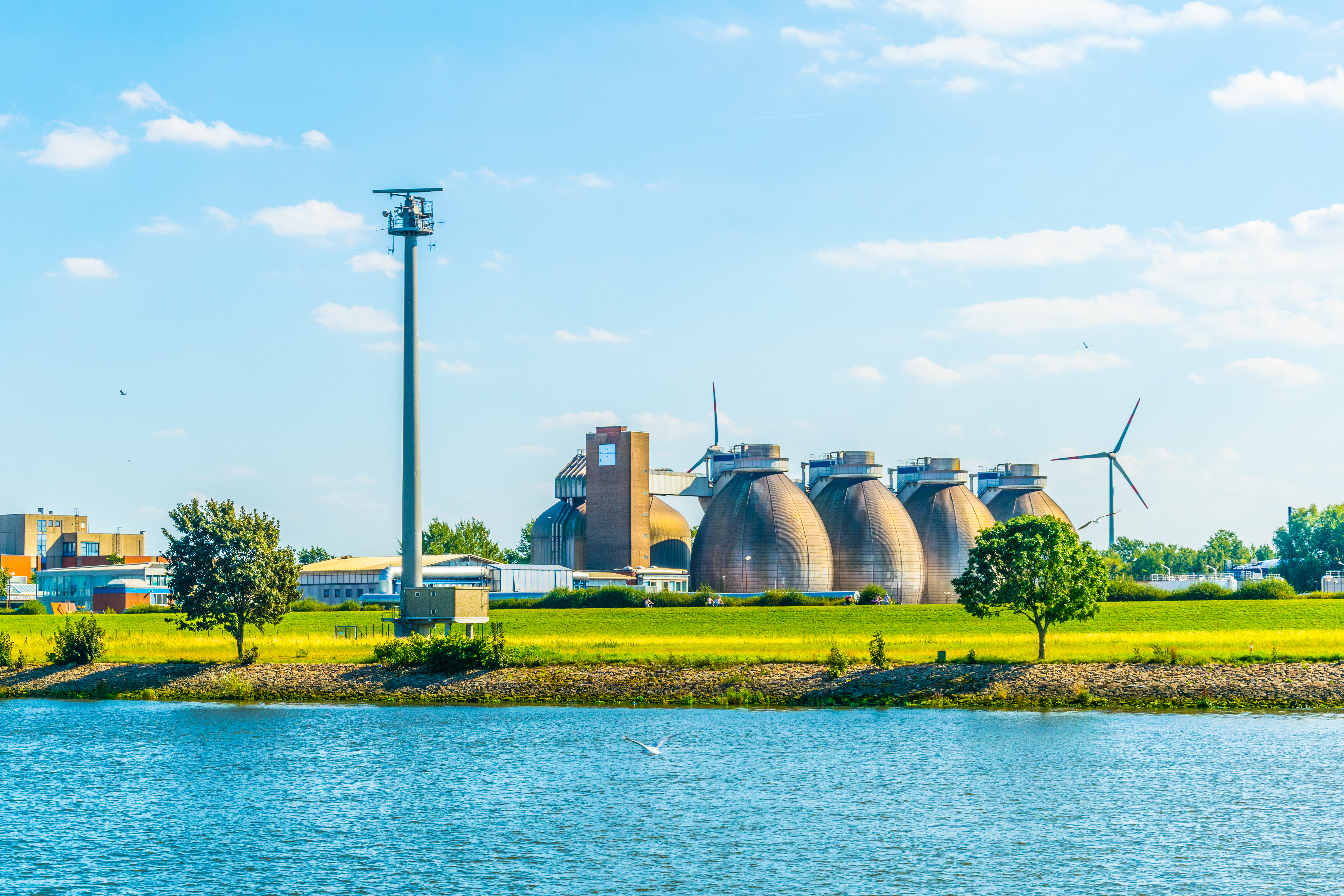 Group of digesters at a wastewater plant